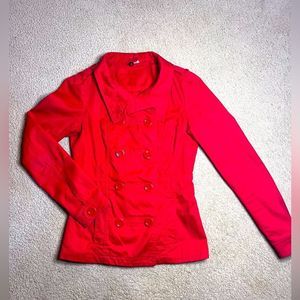 H&M Divided Red Double Breasted Jacket Size 6